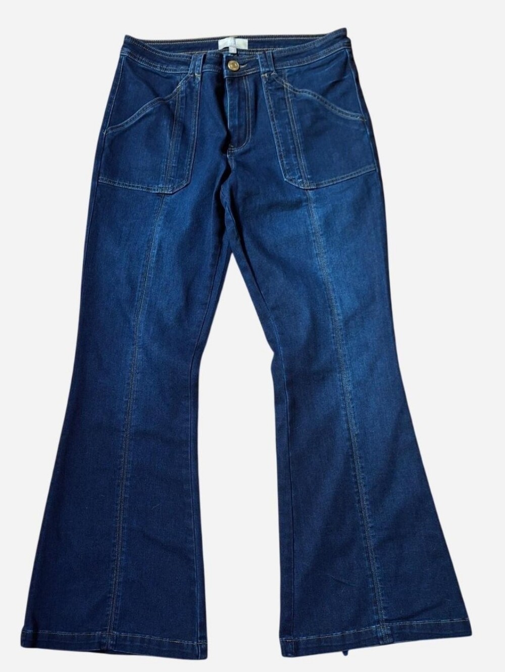 KUT from the Kloth Ana High Rise Flare Patch Pocket Jeans Size 10